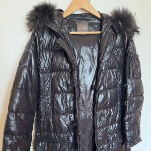 Duvetica Black Fur Lined Hood Coat